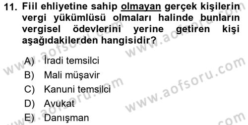 Genel Vergi Hukuku Dersi 2016 - 2017 Yılı 3 Ders Sınav Soruları 11. Soru