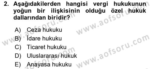 Genel Vergi Hukuku Dersi 2016 - 2017 Yılı 3 Ders Sınav Soruları 2. Soru