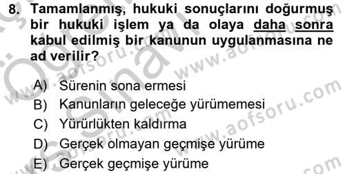 Genel Vergi Hukuku Dersi 2016 - 2017 Yılı 3 Ders Sınav Soruları 8. Soru