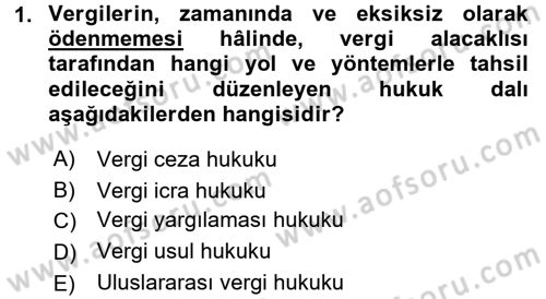 Genel Vergi Hukuku Dersi 2016 - 2017 Yılı (Vize) Ara Sınav Soruları 1. Soru