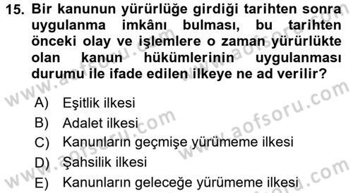 Genel Vergi Hukuku Dersi 2016 - 2017 Yılı (Vize) Ara Sınav Soruları 15. Soru