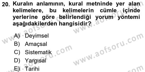 Genel Vergi Hukuku Dersi 2016 - 2017 Yılı (Vize) Ara Sınav Soruları 20. Soru