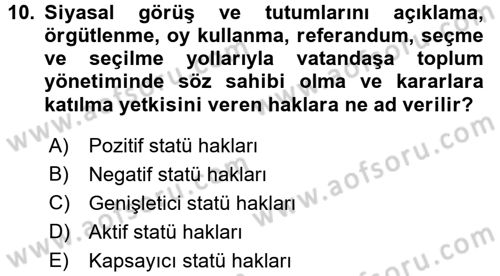 Genel Vergi Hukuku Dersi 2016 - 2017 Yılı (Final) Dönem Sonu Sınav Soruları 10. Soru