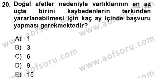 Genel Vergi Hukuku Dersi 2016 - 2017 Yılı (Final) Dönem Sonu Sınav Soruları 20. Soru