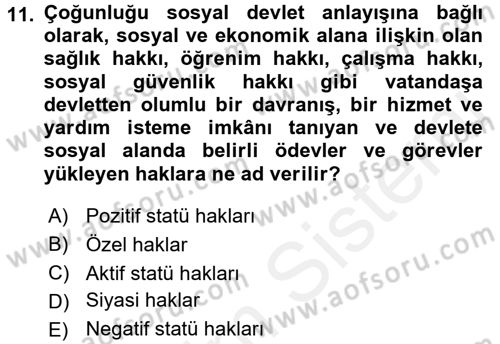 Genel Vergi Hukuku Dersi 2017 - 2018 Yılı 3 Ders Sınav Soruları 11. Soru