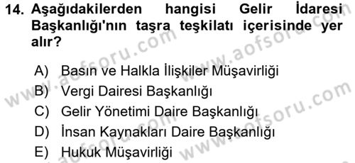 Genel Vergi Hukuku Dersi 2017 - 2018 Yılı 3 Ders Sınav Soruları 14. Soru