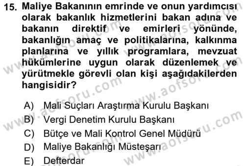 Genel Vergi Hukuku Dersi 2017 - 2018 Yılı 3 Ders Sınav Soruları 15. Soru