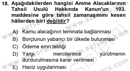 Genel Vergi Hukuku Dersi 2017 - 2018 Yılı 3 Ders Sınav Soruları 18. Soru