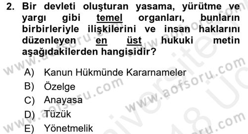 Genel Vergi Hukuku Dersi 2017 - 2018 Yılı 3 Ders Sınav Soruları 2. Soru