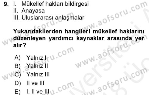 Genel Vergi Hukuku Dersi 2017 - 2018 Yılı 3 Ders Sınav Soruları 9. Soru