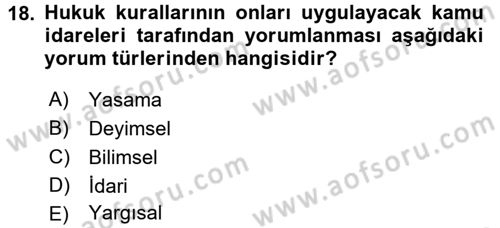 Genel Vergi Hukuku Dersi 2017 - 2018 Yılı (Vize) Ara Sınav Soruları 18. Soru