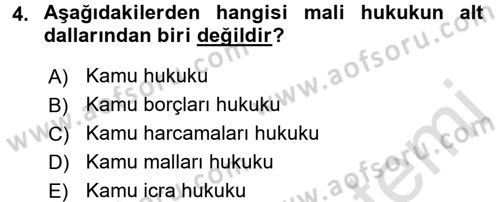 Genel Vergi Hukuku Dersi 2017 - 2018 Yılı (Vize) Ara Sınav Soruları 4. Soru