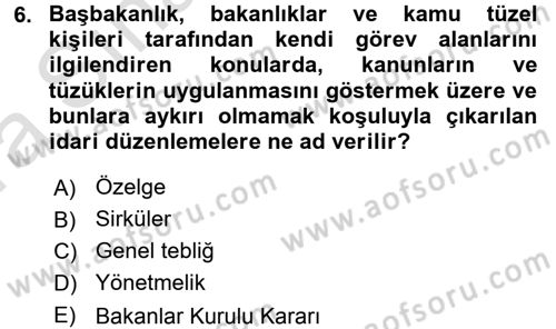 Genel Vergi Hukuku Dersi 2017 - 2018 Yılı (Vize) Ara Sınav Soruları 6. Soru