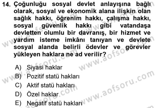 Genel Vergi Hukuku Dersi 2017 - 2018 Yılı (Final) Dönem Sonu Sınav Soruları 14. Soru