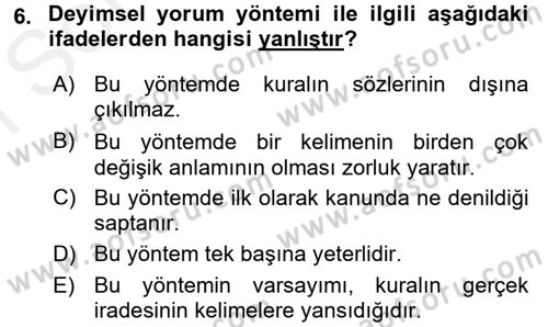 Genel Vergi Hukuku Dersi 2017 - 2018 Yılı (Final) Dönem Sonu Sınav Soruları 6. Soru