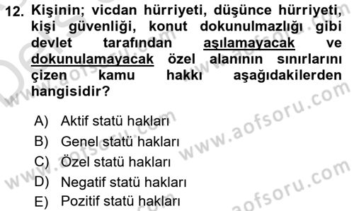 Genel Vergi Hukuku Dersi 2018 - 2019 Yılı 3 Ders Sınav Soruları 12. Soru