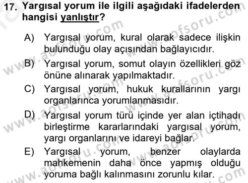 Genel Vergi Hukuku Dersi 2018 - 2019 Yılı (Vize) Ara Sınav Soruları 17. Soru
