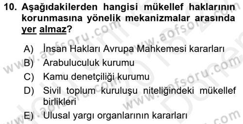 Genel Vergi Hukuku Dersi 2018 - 2019 Yılı (Final) Dönem Sonu Sınav Soruları 10. Soru