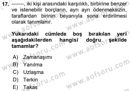 Genel Vergi Hukuku Dersi 2018 - 2019 Yılı (Final) Dönem Sonu Sınav Soruları 17. Soru