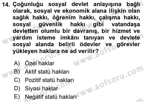 Genel Vergi Hukuku Dersi 2018 - 2019 Yılı Yaz Okulu Sınav Soruları 14. Soru
