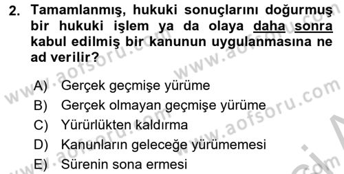 Genel Vergi Hukuku Dersi 2018 - 2019 Yılı Yaz Okulu Sınav Soruları 2. Soru
