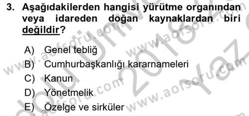 Genel Vergi Hukuku Dersi 2018 - 2019 Yılı Yaz Okulu Sınav Soruları 3. Soru