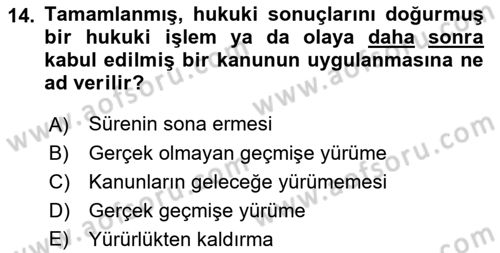 Genel Vergi Hukuku Dersi 2019 - 2020 Yılı (Vize) Ara Sınav Soruları 14. Soru