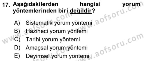 Genel Vergi Hukuku Dersi 2019 - 2020 Yılı (Vize) Ara Sınav Soruları 17. Soru