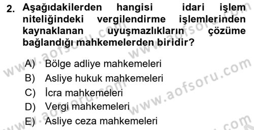 Genel Vergi Hukuku Dersi 2019 - 2020 Yılı (Vize) Ara Sınav Soruları 2. Soru
