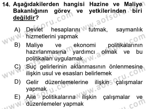 Genel Vergi Hukuku Dersi 2019 - 2020 Yılı (Final) Dönem Sonu Sınav Soruları 14. Soru