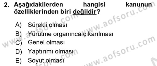 Genel Vergi Hukuku Dersi 2019 - 2020 Yılı (Final) Dönem Sonu Sınav Soruları 2. Soru