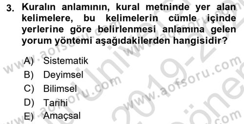Genel Vergi Hukuku Dersi 2019 - 2020 Yılı (Final) Dönem Sonu Sınav Soruları 3. Soru