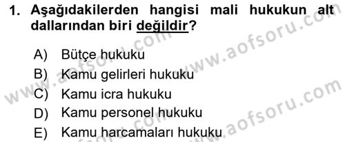 Genel Vergi Hukuku Dersi 2020 - 2021 Yılı Yaz Okulu Sınav Soruları 1. Soru