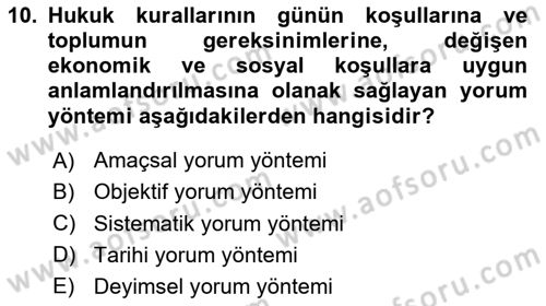 Genel Vergi Hukuku Dersi 2020 - 2021 Yılı Yaz Okulu Sınav Soruları 10. Soru