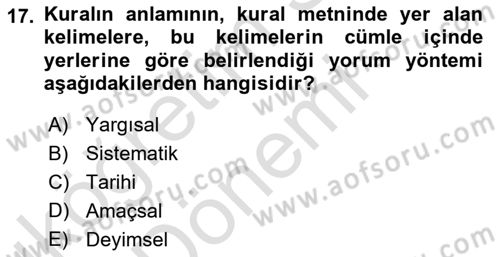 Genel Vergi Hukuku Dersi 2021 - 2022 Yılı (Vize) Ara Sınav Soruları 17. Soru