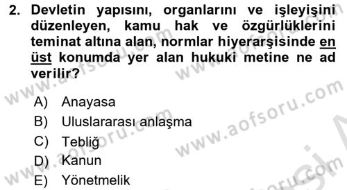 Genel Vergi Hukuku Dersi 2021 - 2022 Yılı (Final) Dönem Sonu Sınav Soruları 2. Soru