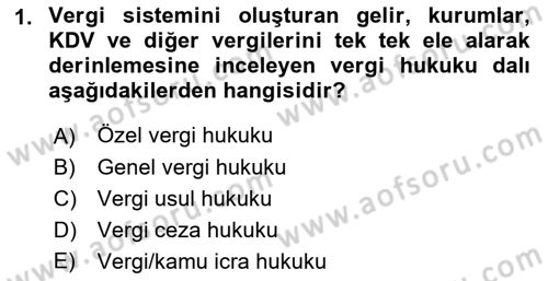 Genel Vergi Hukuku Dersi 2021 - 2022 Yılı Yaz Okulu Sınav Soruları 1. Soru
