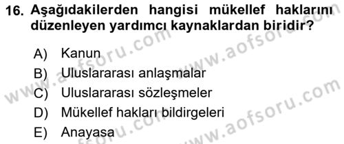 Genel Vergi Hukuku Dersi 2021 - 2022 Yılı Yaz Okulu Sınav Soruları 16. Soru