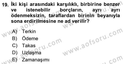 Genel Vergi Hukuku Dersi 2021 - 2022 Yılı Yaz Okulu Sınav Soruları 19. Soru