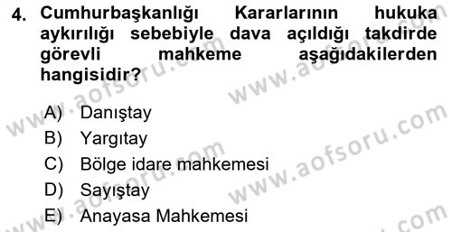 Genel Vergi Hukuku Dersi 2021 - 2022 Yılı Yaz Okulu Sınav Soruları 4. Soru