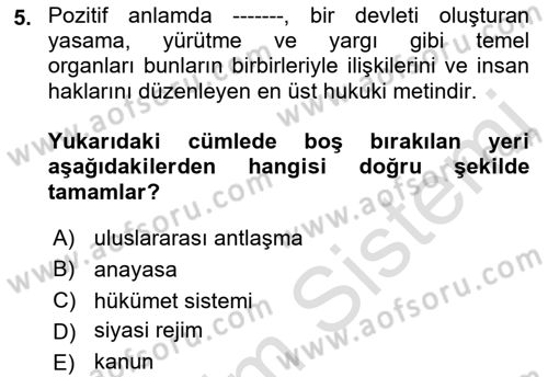 Genel Vergi Hukuku Dersi 2021 - 2022 Yılı Yaz Okulu Sınav Soruları 5. Soru
