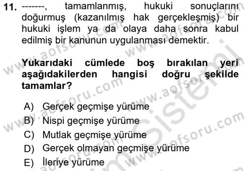 Genel Vergi Hukuku Dersi 2022 - 2023 Yılı (Vize) Ara Sınav Soruları 11. Soru