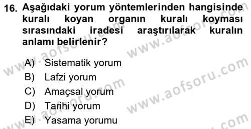 Genel Vergi Hukuku Dersi 2022 - 2023 Yılı (Vize) Ara Sınav Soruları 16. Soru
