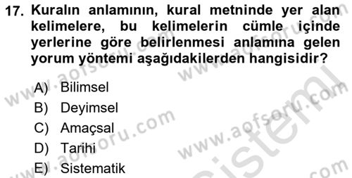 Genel Vergi Hukuku Dersi 2022 - 2023 Yılı (Vize) Ara Sınav Soruları 17. Soru