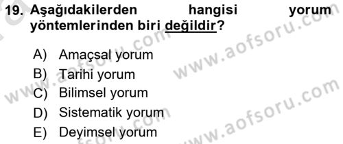 Genel Vergi Hukuku Dersi 2022 - 2023 Yılı (Vize) Ara Sınav Soruları 19. Soru