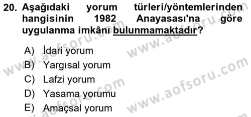 Genel Vergi Hukuku Dersi 2022 - 2023 Yılı (Vize) Ara Sınav Soruları 20. Soru