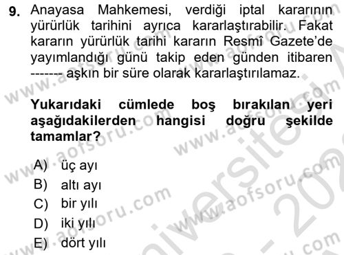 Genel Vergi Hukuku Dersi 2022 - 2023 Yılı (Vize) Ara Sınav Soruları 9. Soru
