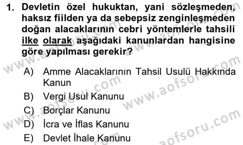 Genel Vergi Hukuku Dersi 2022 - 2023 Yılı (Final) Dönem Sonu Sınav Soruları 1. Soru