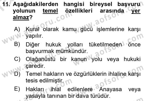 Genel Vergi Hukuku Dersi 2022 - 2023 Yılı (Final) Dönem Sonu Sınav Soruları 11. Soru