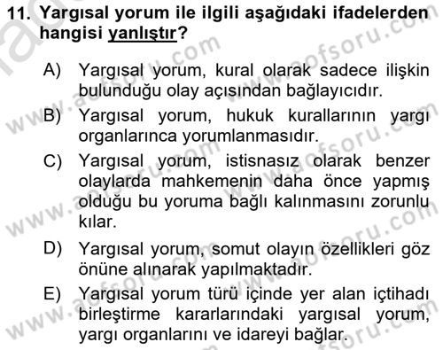 Genel Vergi Hukuku Dersi 2022 - 2023 Yılı Yaz Okulu Sınav Soruları 11. Soru